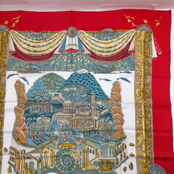 Hermes scarf Carre 90 Reds Silk100% - Picture 6 of 10